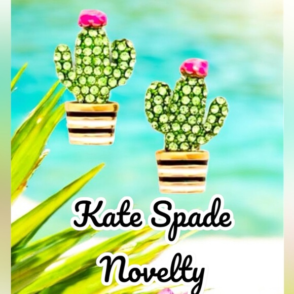 Kate Spade ♠️ Glittery Scenic Route Cactus Stud Earrings - Picture 2 of 11